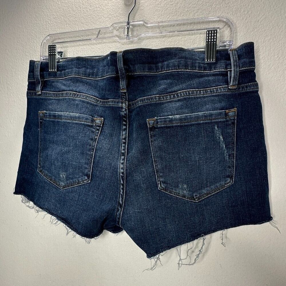 Frame Le Cut Off Azure Jean Shorts Raw Edge Frayed Hem Fading & Whiskering 28 - Picture 3 of 12